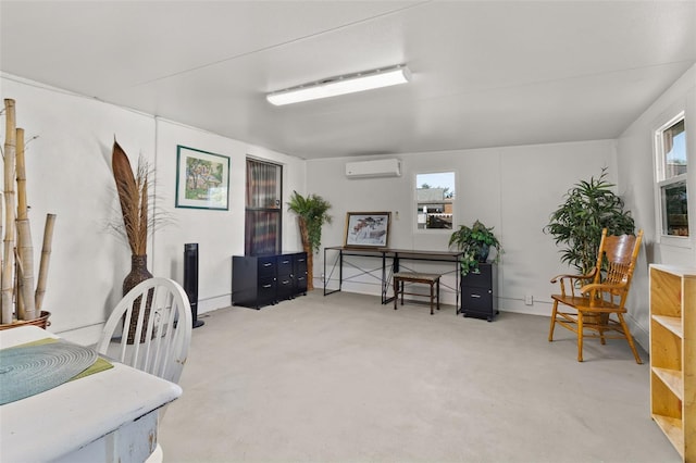 office area featuring a wall mounted air conditioner