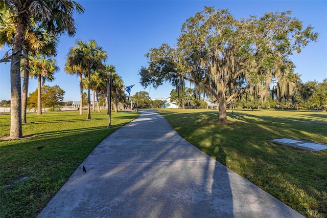 view of home's community with a yard