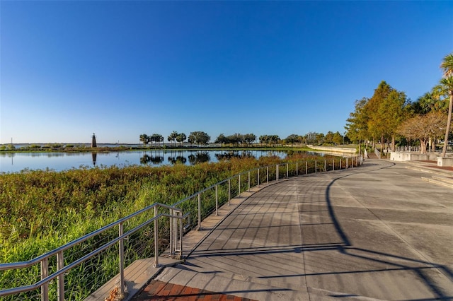 view of property's community featuring a water view