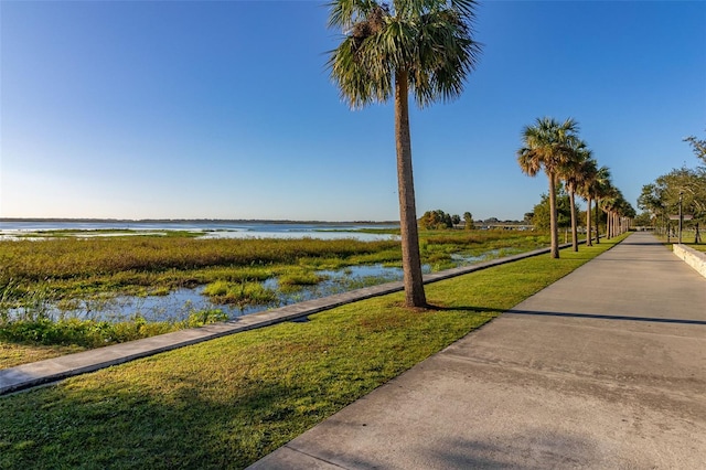 exterior space featuring a water view