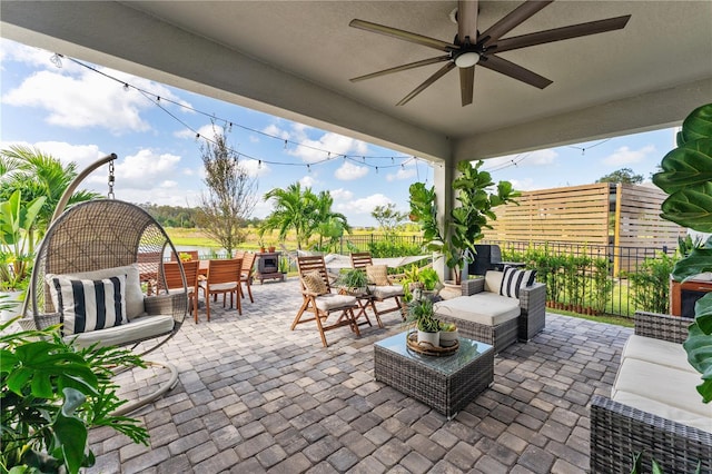 view of patio / terrace with outdoor lounge area and ceiling fan