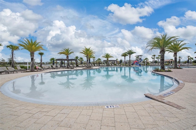 view of pool featuring a patio area