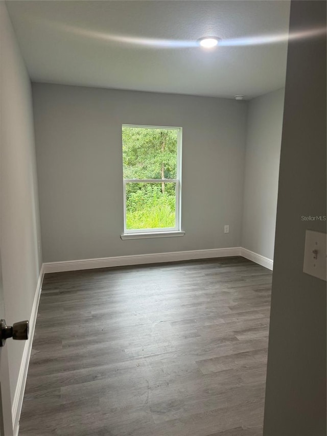 empty room featuring dark hardwood / wood-style flooring