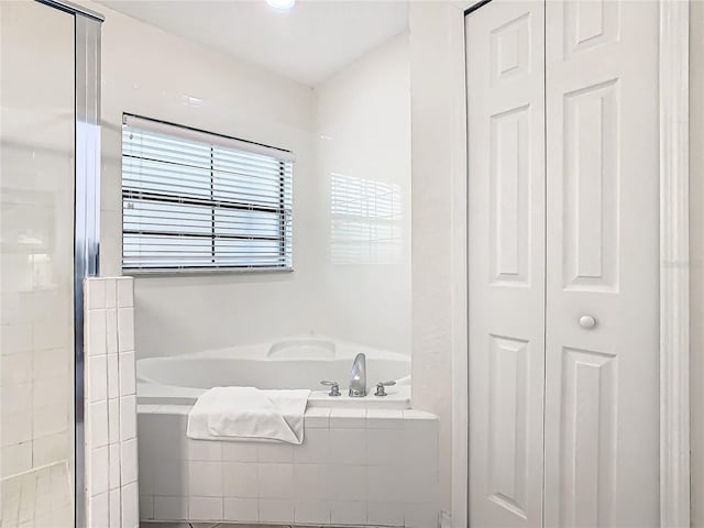 bathroom with separate shower and tub