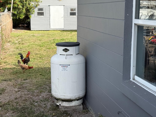 exterior details with fence and heating fuel