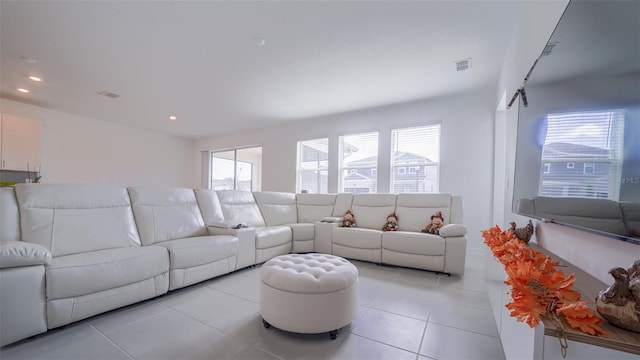 view of tiled living room