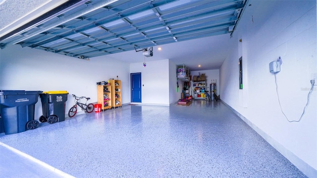 garage with a garage door opener