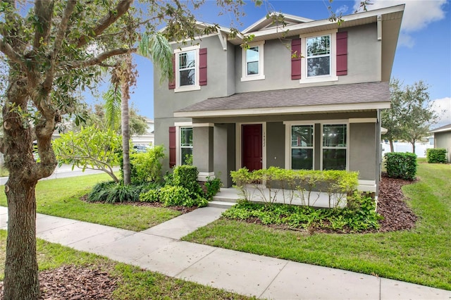 view of front of home with a front yard