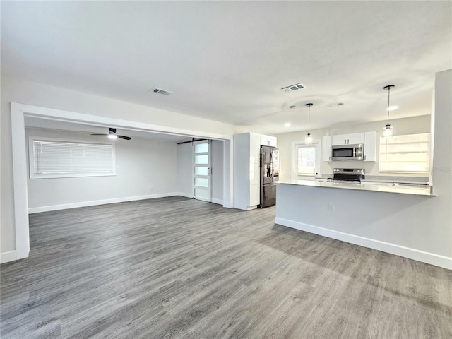 unfurnished living room featuring light hardwood / wood-style floors