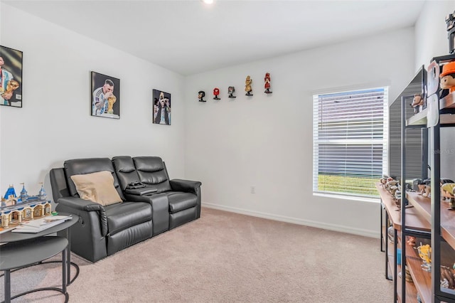 living room featuring light carpet and a wealth of natural light