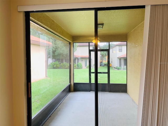 view of unfurnished sunroom