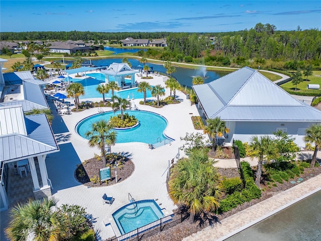 community pool with a water view