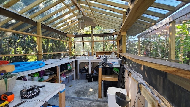 112 10th St, Saint Cloud, FL 34769 - sunroom featuring vaulted ceiling and ceiling fan