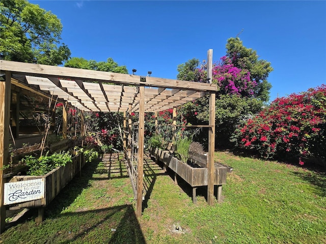 112 10th St, Saint Cloud, FL 34769 - view of green lawn featuring a garden and a pergola