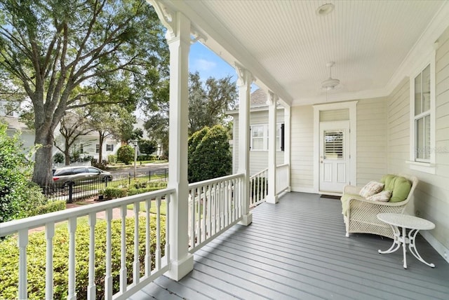 wooden deck with covered porch