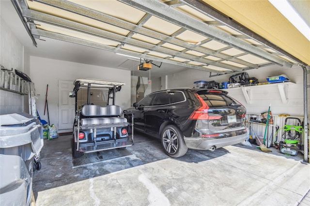 garage with a garage door opener