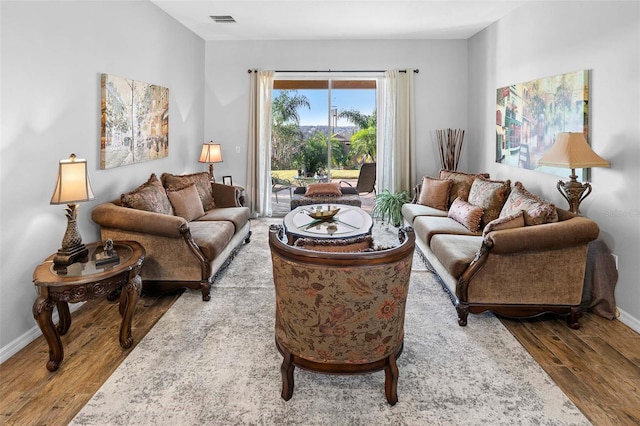 living room featuring hardwood / wood-style floors