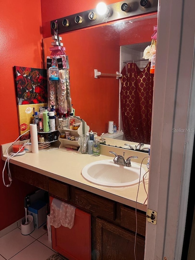 2440 Summerfield Way, Kissimmee, FL 34741 - full bathroom featuring tile patterned floors, curtained shower, and vanity