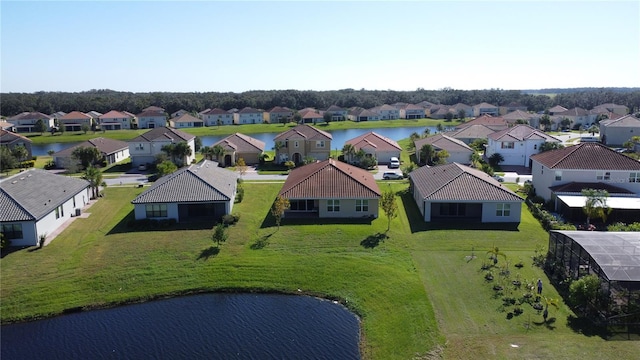 bird's eye view featuring a water view