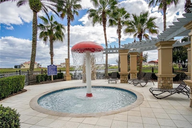 view of swimming pool with a patio area and a pergola