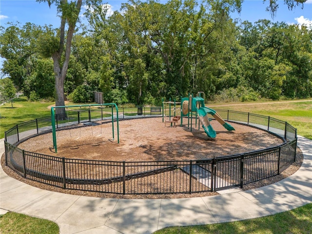 view of play area with a yard