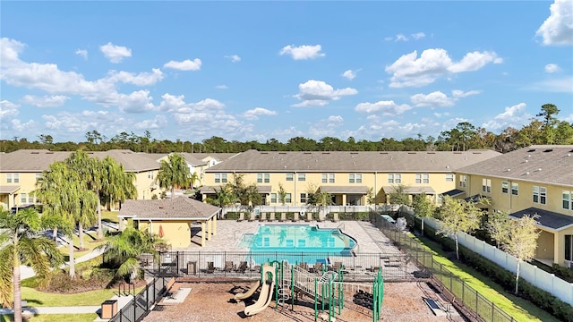 view of pool featuring a patio area