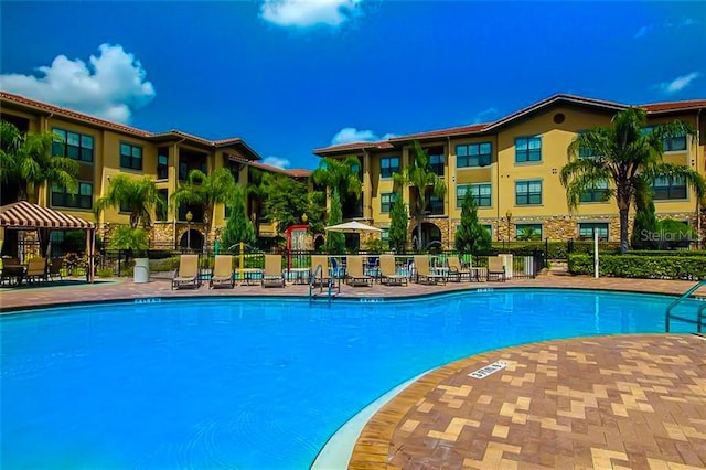 view of pool featuring a gazebo