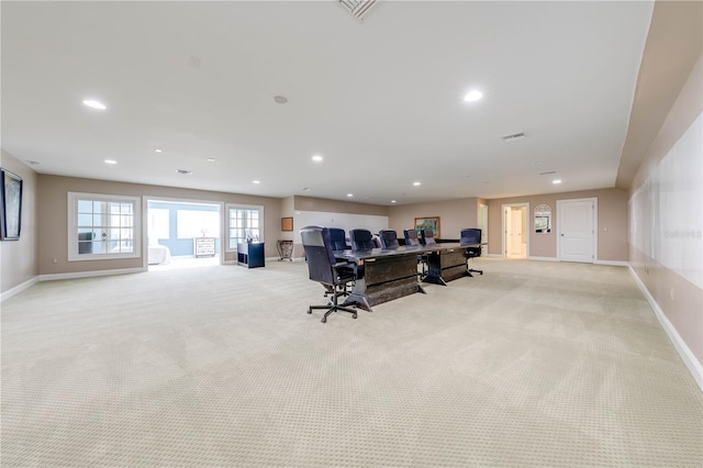 view of carpeted office space