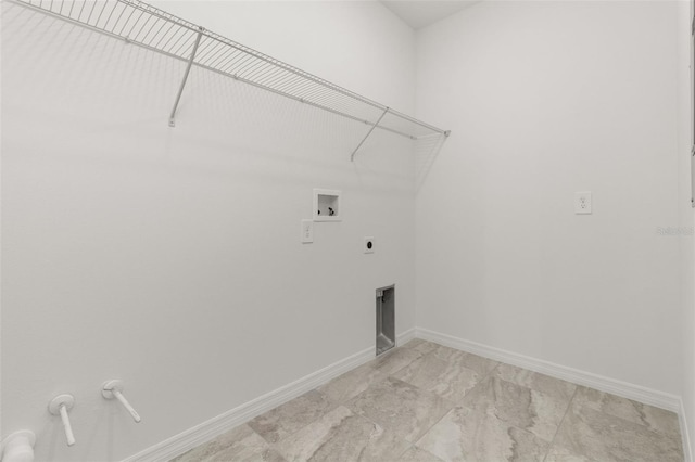 laundry area with washer hookup and hookup for an electric dryer