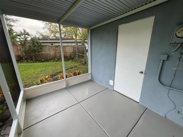 view of unfurnished sunroom