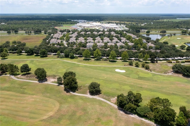 aerial view featuring view of golf course and a water view