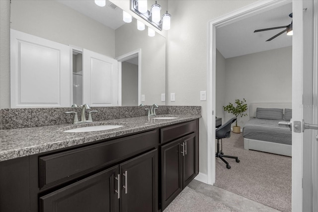 bathroom with vanity and ceiling fan