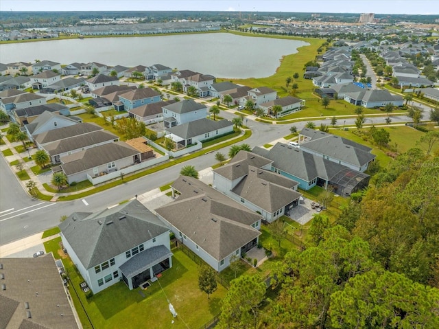 bird's eye view featuring a water view