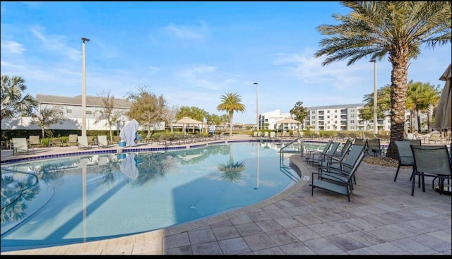 view of pool featuring a patio area