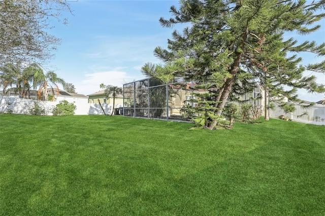 view of yard featuring a lanai