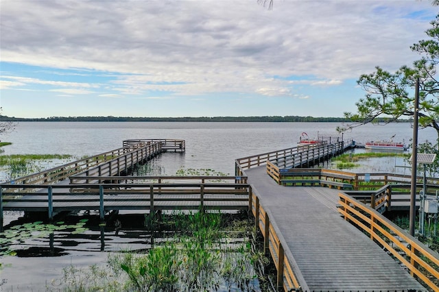 view of dock featuring a water view