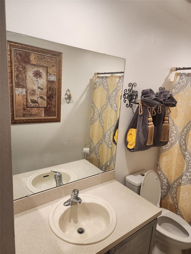 bathroom with toilet and vanity