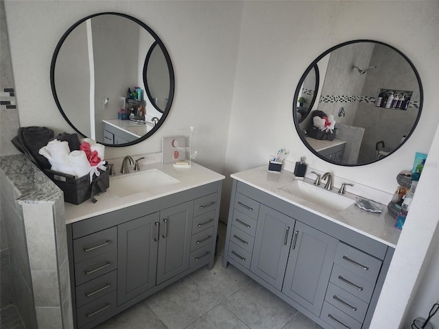 bathroom featuring vanity and tile patterned flooring