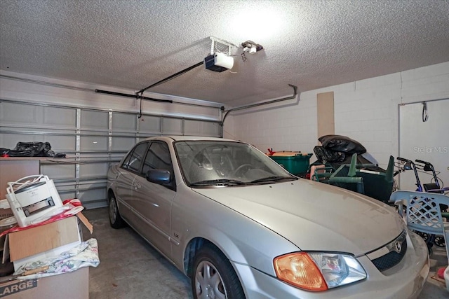 garage with a garage door opener