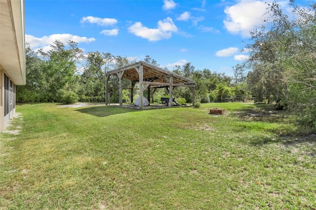 view of yard with a gazebo