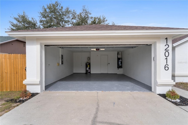 garage with water heater