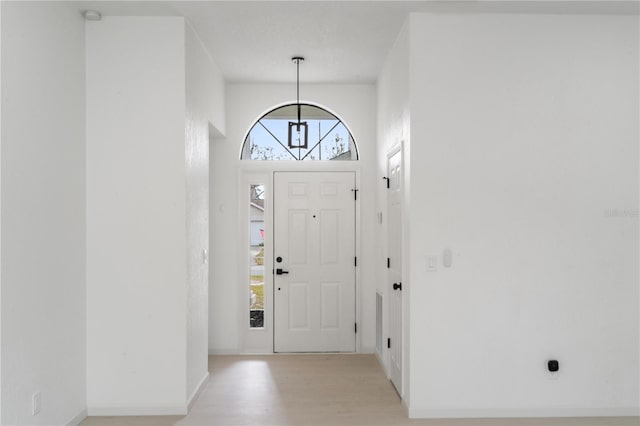 entrance foyer featuring light hardwood / wood-style floors and a high ceiling