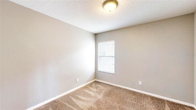 spare room featuring carpet and a textured ceiling