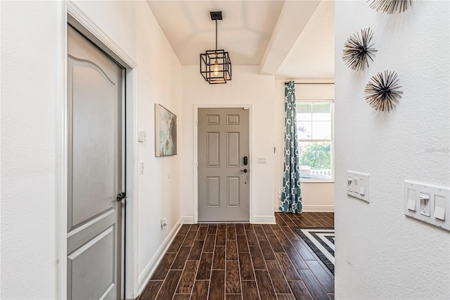 foyer with dark wood-type flooring