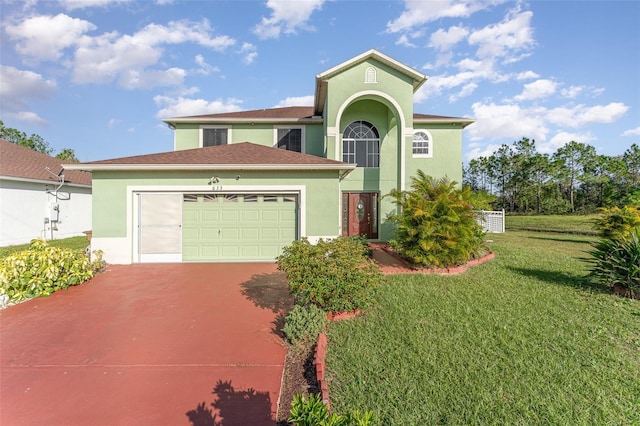 view of front of property with a front lawn