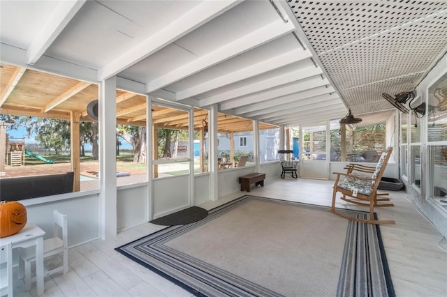 view of unfurnished sunroom