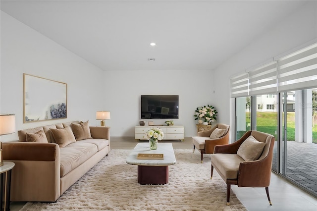 living area with recessed lighting