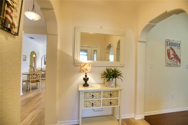 hallway featuring wood-type flooring