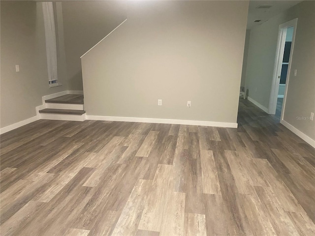 unfurnished living room with hardwood / wood-style floors