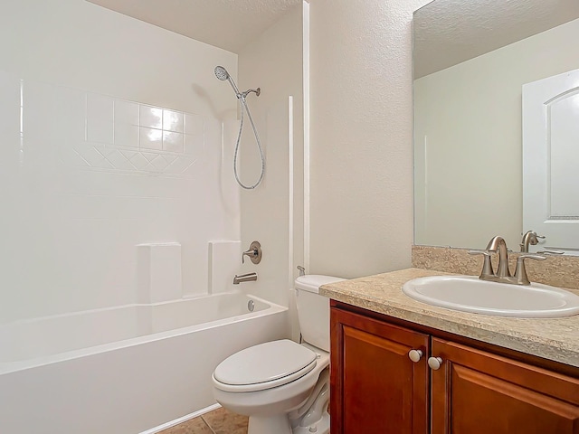 full bathroom featuring tile patterned floors, vanity, toilet, and shower / bathing tub combination